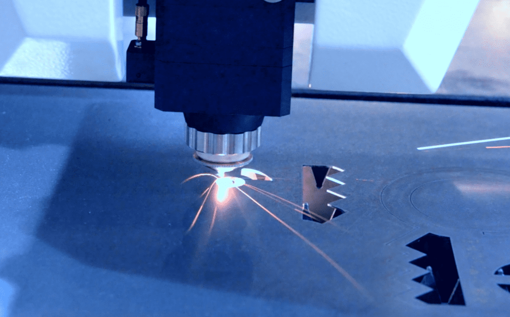 Laser cutting on a metal plate