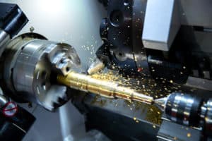 metal part machining process in close shot