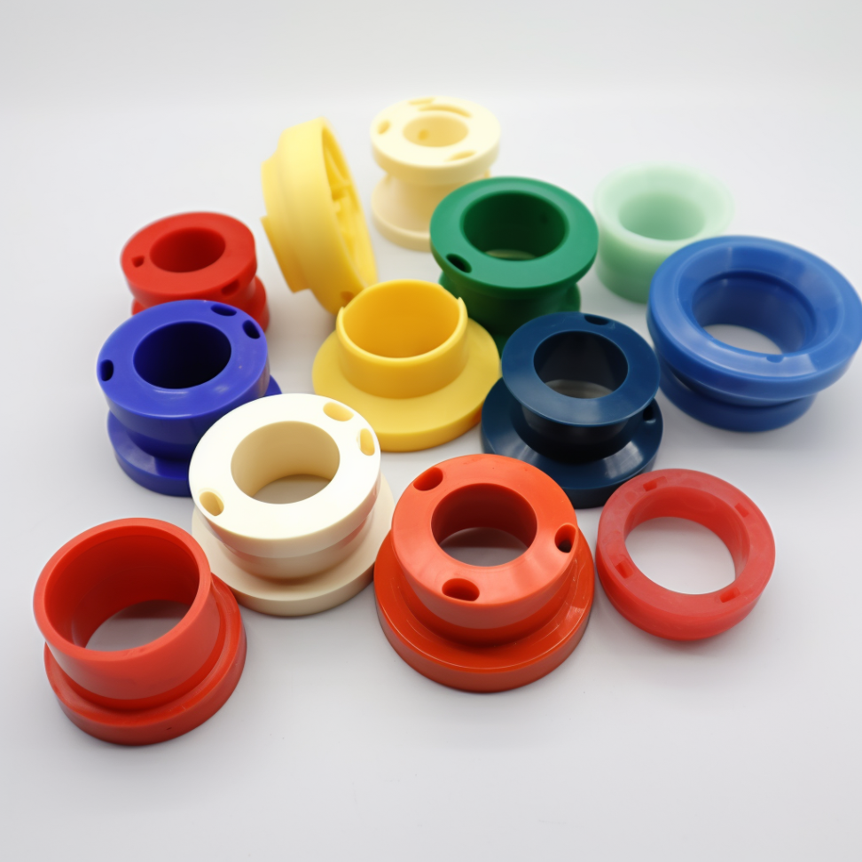 various colored delrin and nylon machined part