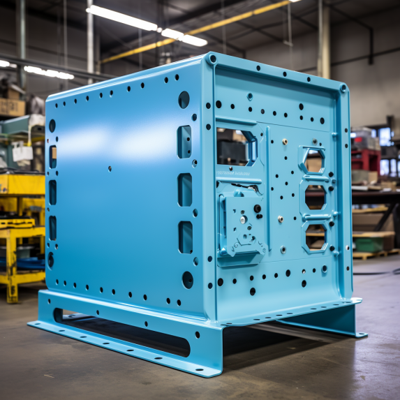 an anodizing light blue sheet metal fabrication server case