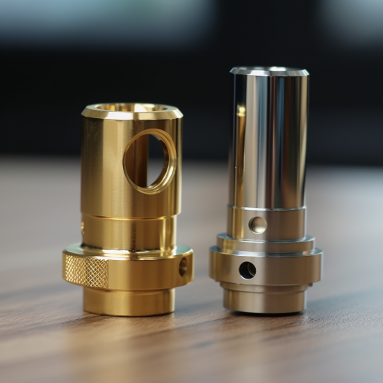 a brass and a stainless steel component