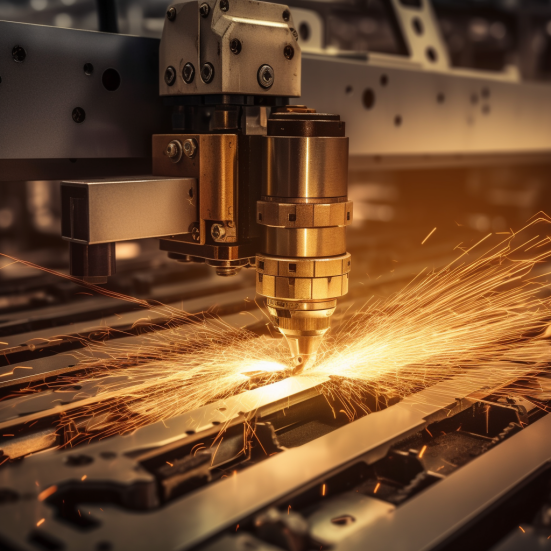 laser cutting machinery in action