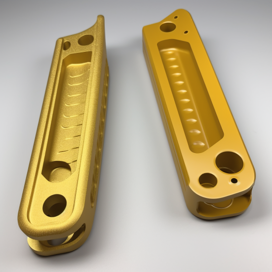 milling part with yellow powder coated