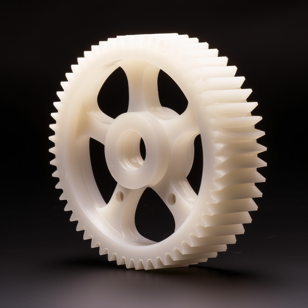 plastic spur gear, nylon white.