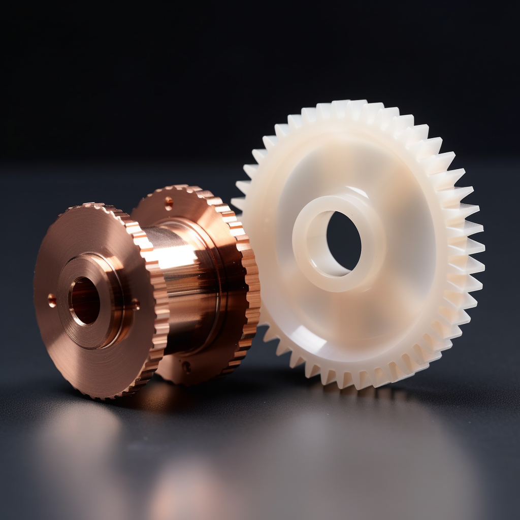 spur gear, plastic nylone gear and a copper timing pulley