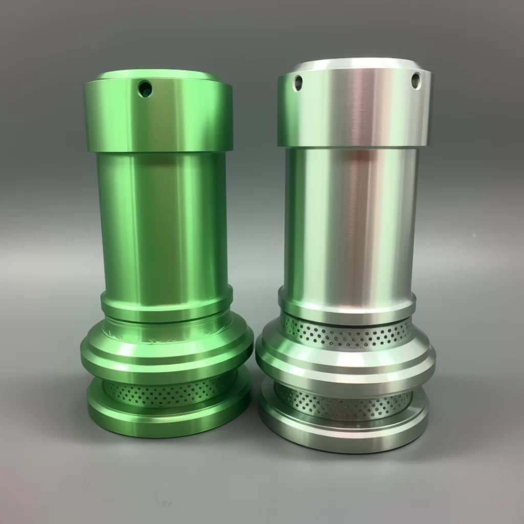 green anodizing coated and anodizing removed part