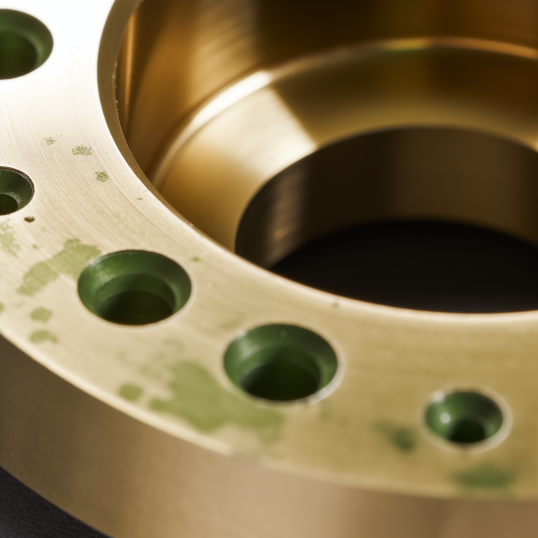 greenish-black spot on the surface of a cnc milling brass component