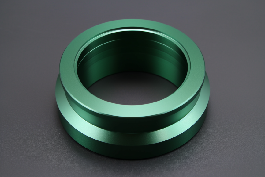 concentric aluminum rings, hard anodizing, green