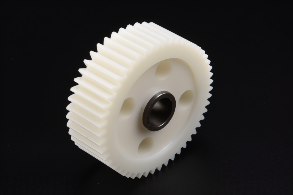 spur gear, white, pom