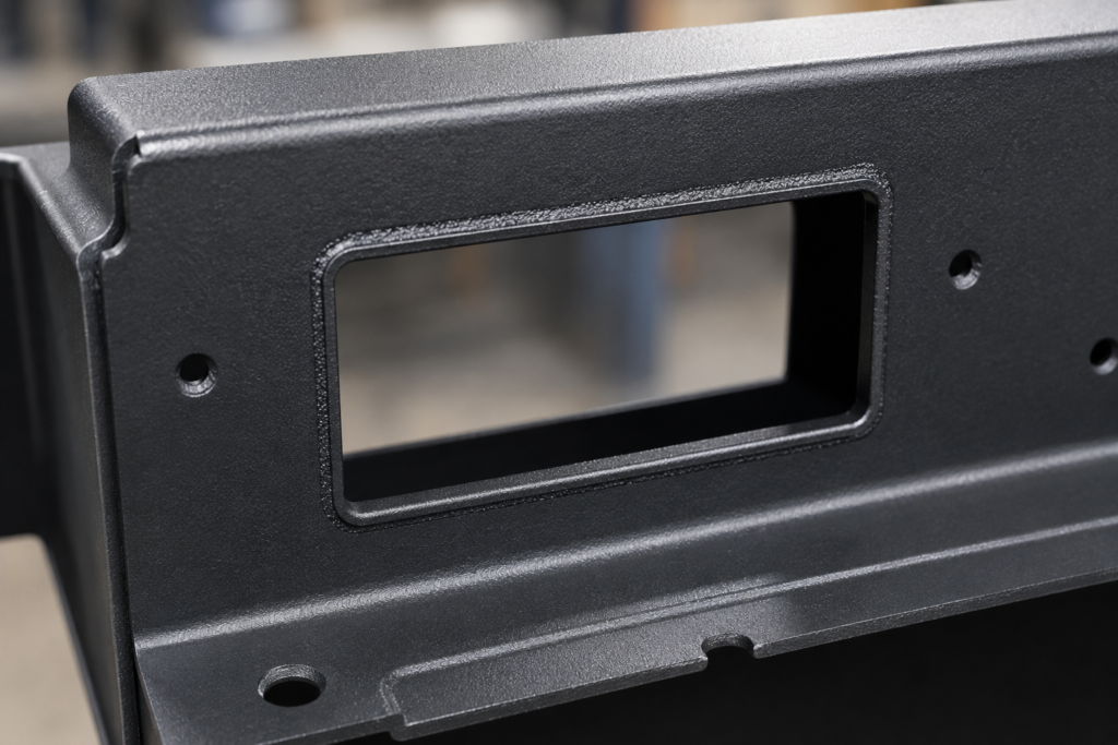 Close-up of coated ECU connector opening with reduced assembly clearance