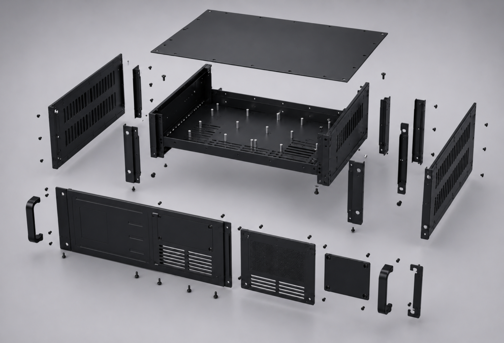 radar cabinet disassemble view. powder coating, outdoor