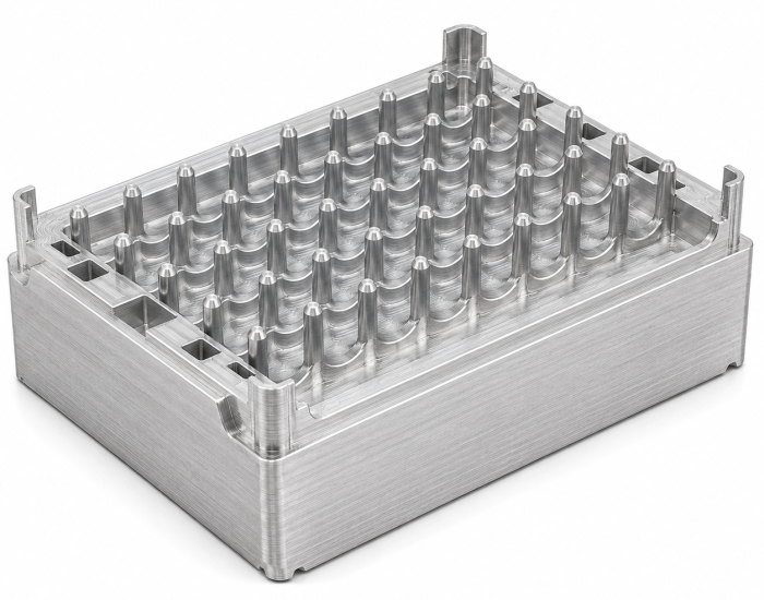 CNC Machined Aluminum Lab Fixture Plate Machined aluminum lab fixture plate with precision grid geometry and CNC-machined surface finish