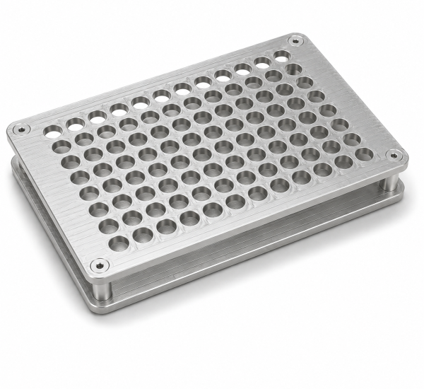Metallic lab plate with circular holes