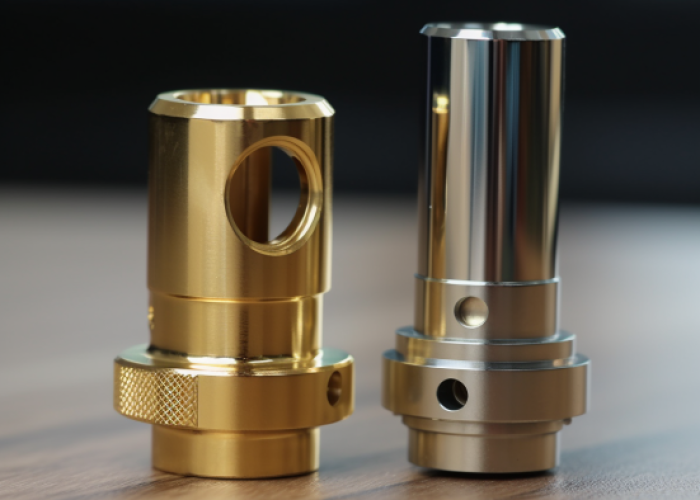 a brass and a stainless steel component
