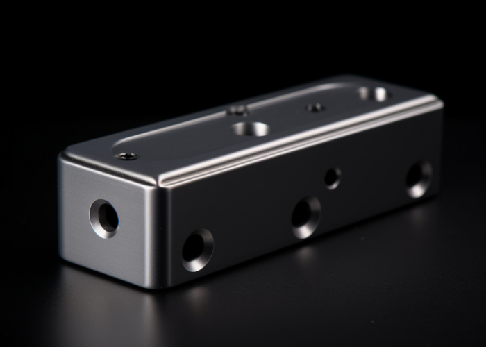 a bead blasting, silver surface on a cnc machined part.