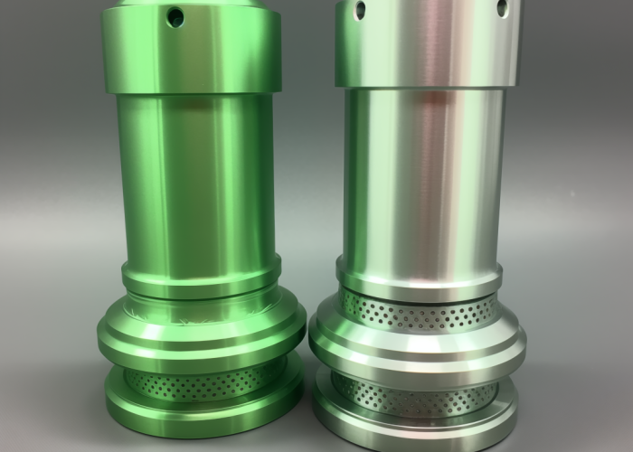 green anodizing coated and anodizing removed part