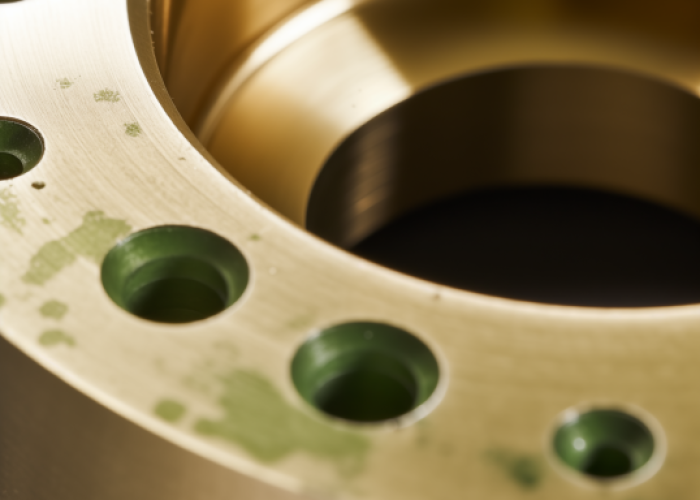 greenish-black spot on the surface of a cnc milling brass component