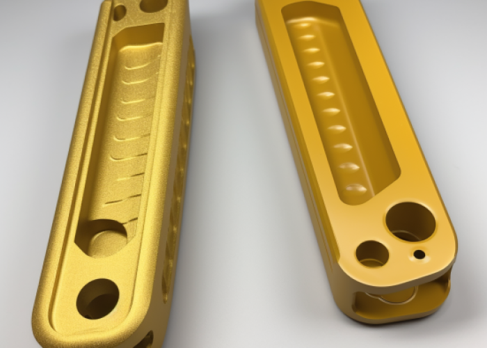 milling part with yellow powder coated