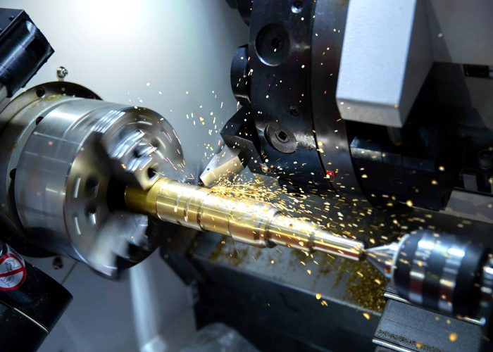 metal part machining process in close shot
