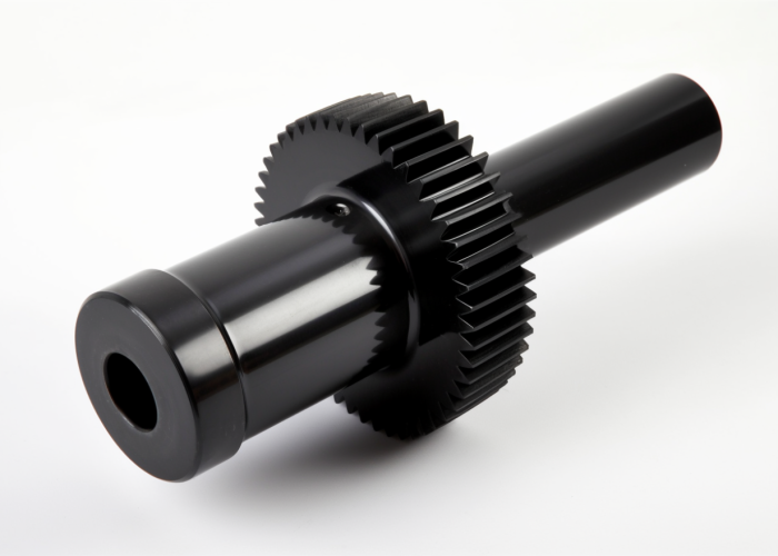 spur gear shaft, black, cast iron