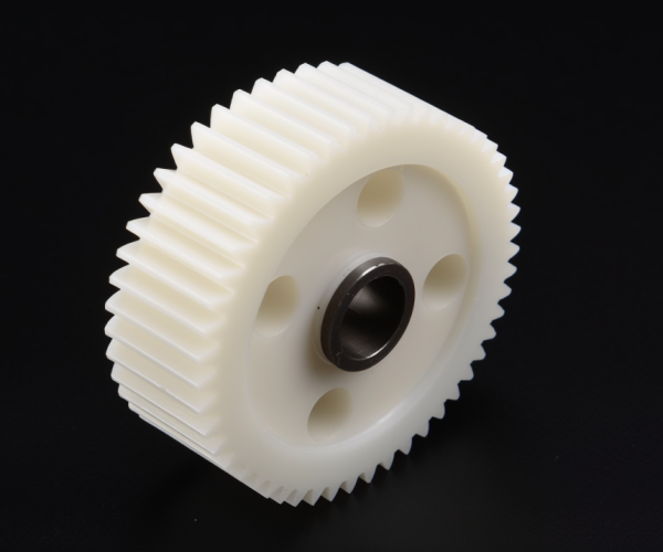 spur gear, white, pom