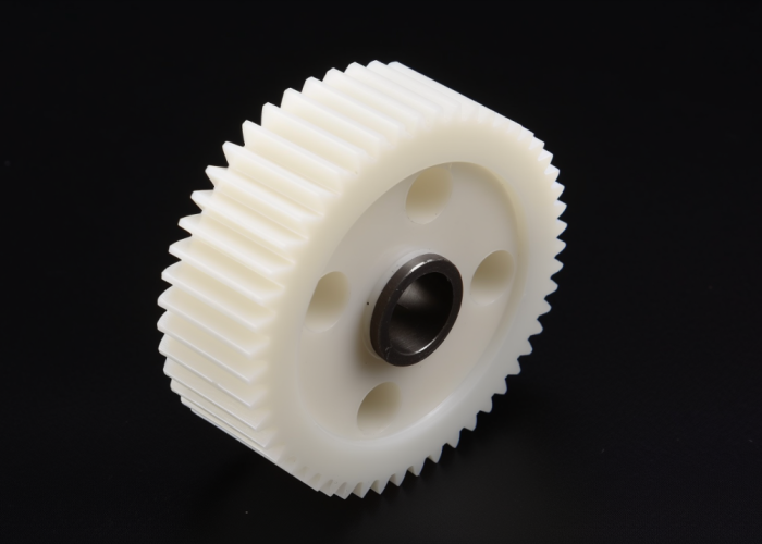 spur gear, white, pom