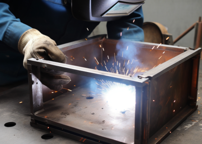 two metal parts are welding two metal parts are welding