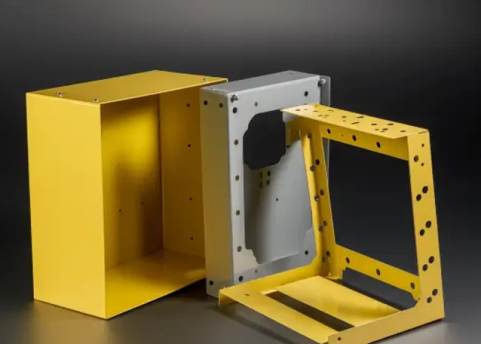 yellow and grey powder coated parts